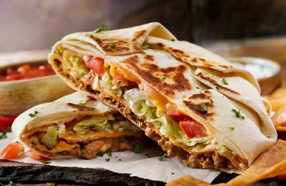 Calgary Food Photography. Closeup shot of perfectly cooked beef quesadilla.